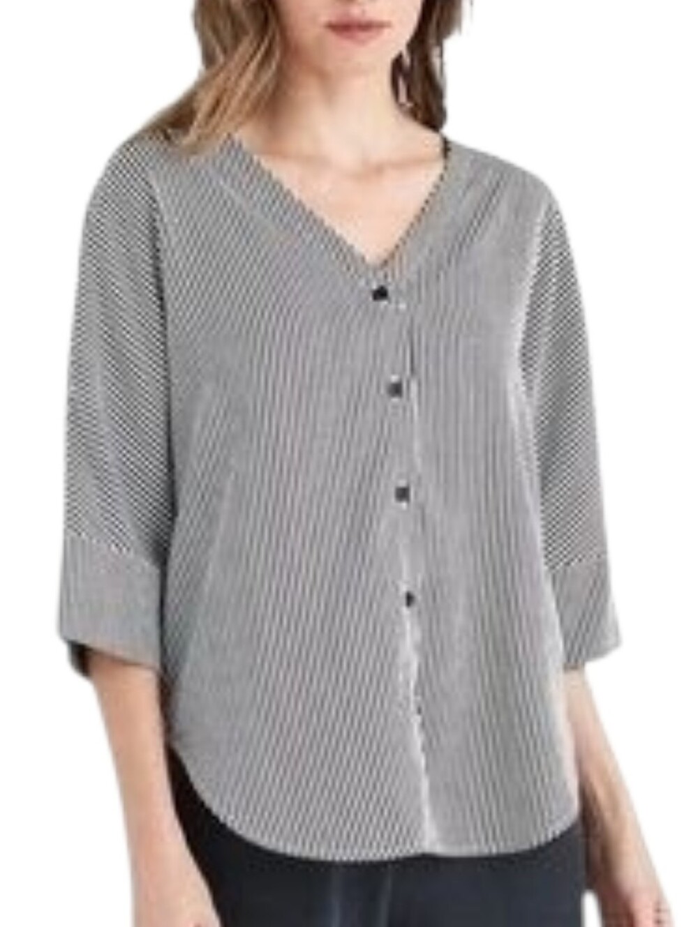 Vetta Capsule The Boyfriend Shirt Tencel Stripes Womens Small Minimalist - Picture 3 of 11